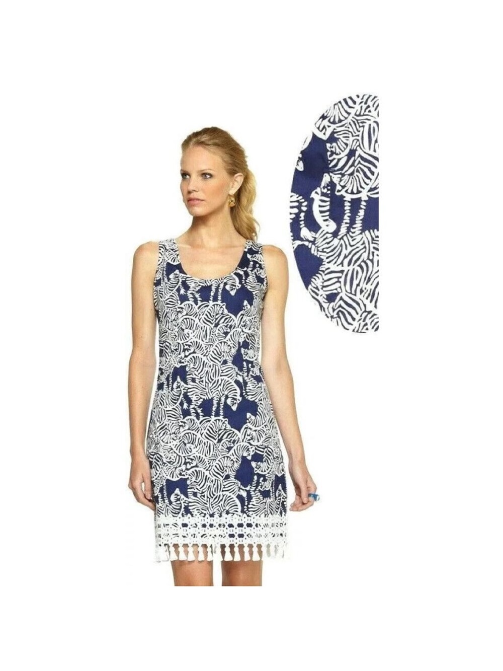 Lilly Pulitzer Thompson Shift Dress in Bright Navy I Herd You Print Size 00